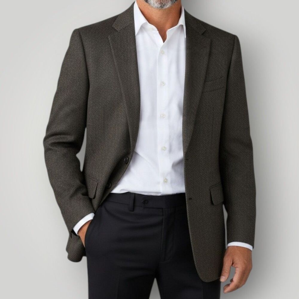 BROOKS BROTHERS Mens Wool Blazer Sport Coat 2-Btn Jacket Wool/Cashmere 42L Gray